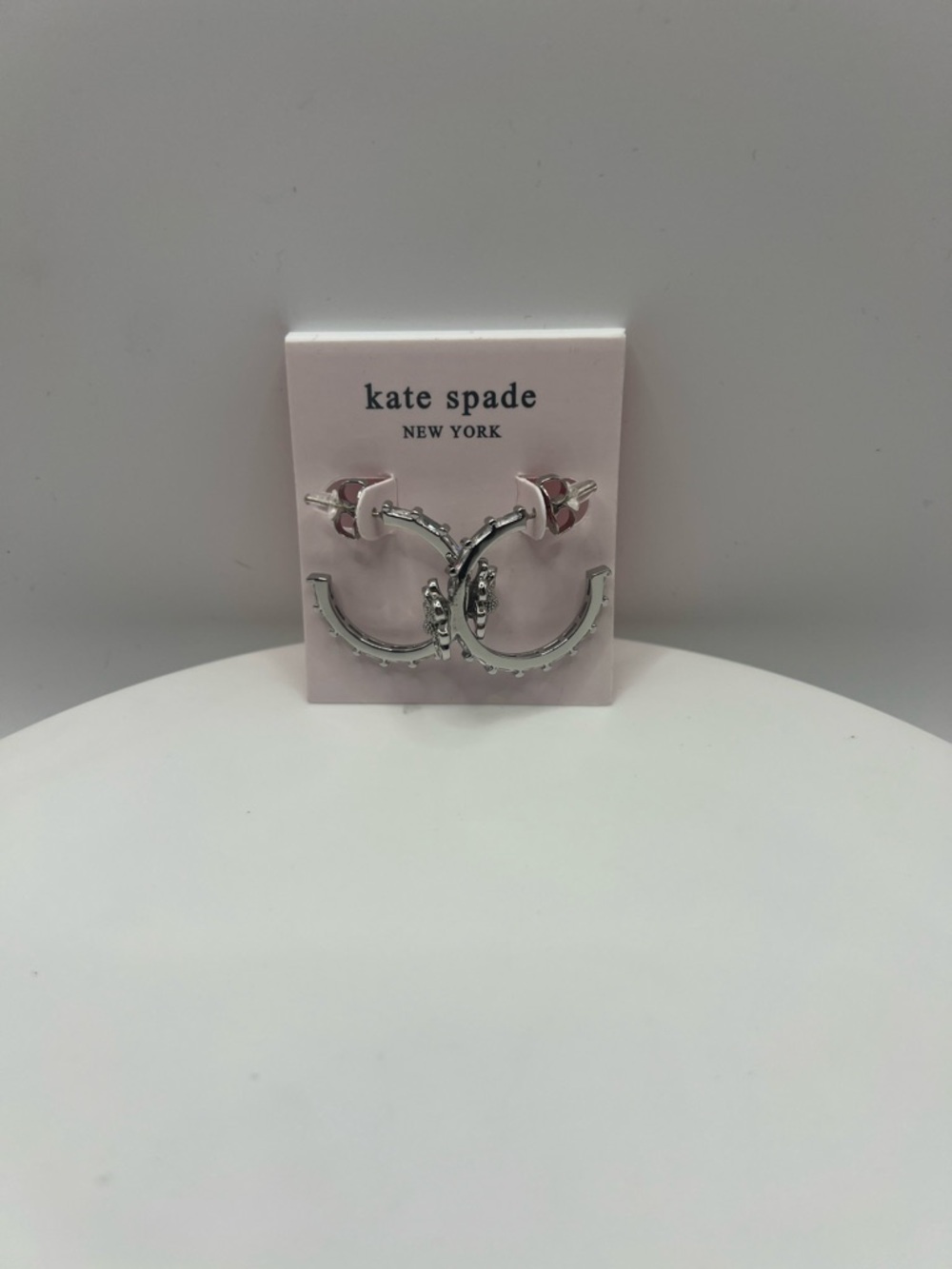 011. kate spade silver plated earrings with floral crystal accent. - Picture 3 of 4